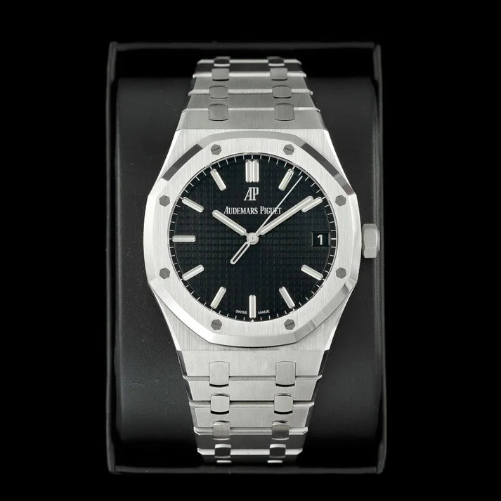 Audemars Inspired Royal Oak Replica – Elegant Black Dial Timepiece