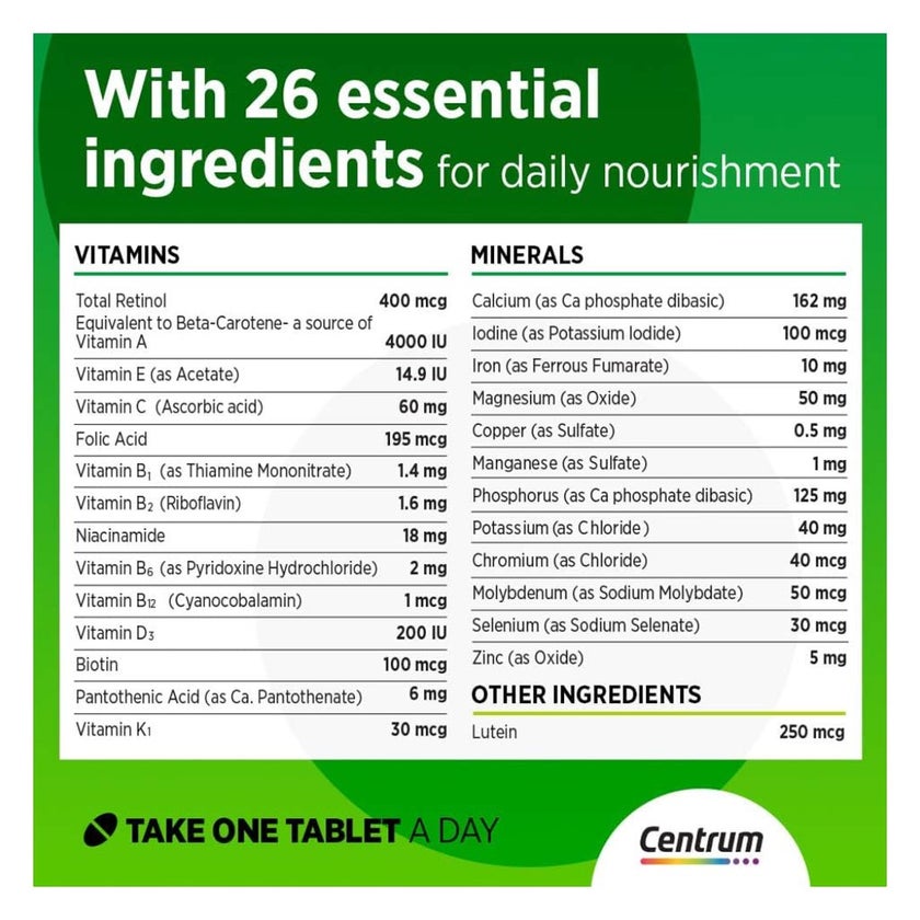 Centrum Adult Multivitamin Tablets, Pack of 100's