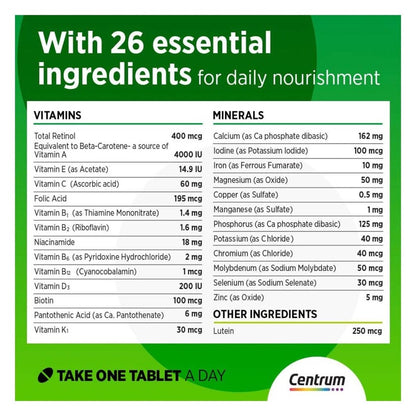 Centrum Adult Multivitamin Supplement Tablets, Pack of 30's