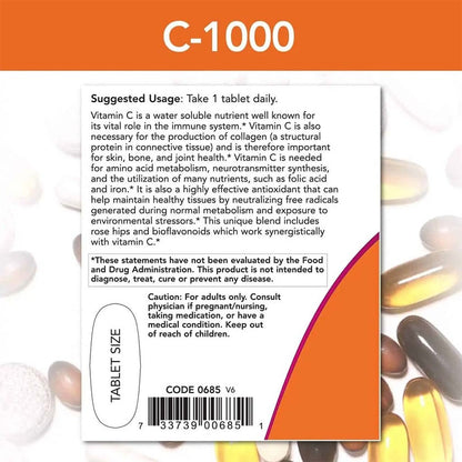 Now C-1000 Vitamin C With Rose Hips Tablets, Pack of 30's