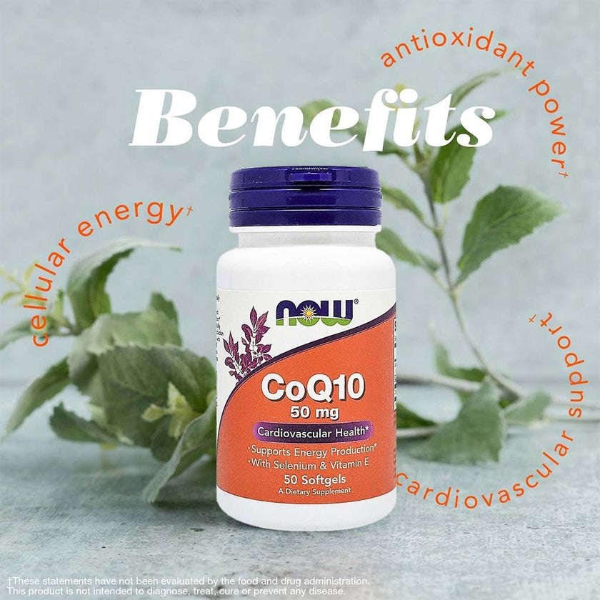 Now CoQ10 50mg Antioxidant Softgels For Heart Health & Energy, Pack of 50's