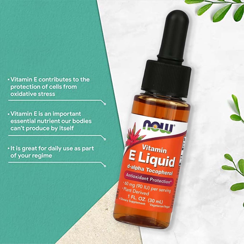 Now Vitamin E Liquid Drops, Plant Derived, For Antioxidant Support 30ml