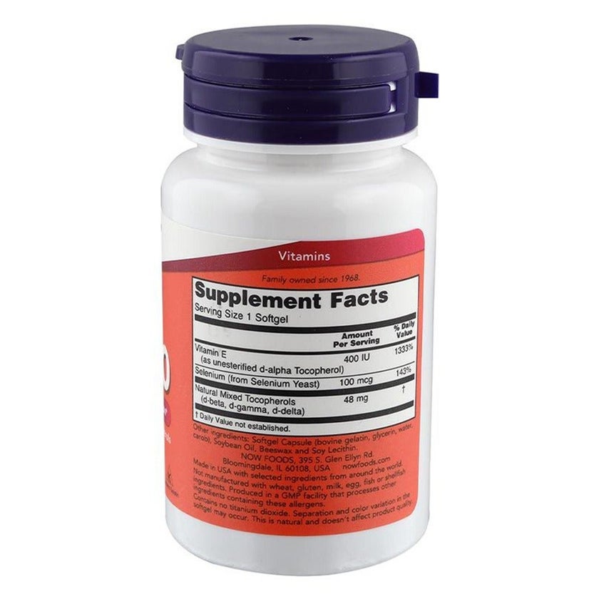 Now E-400 Vitamin E 400IU Antioxidant Softgel For Immune & Heart Support, Pack of 30's