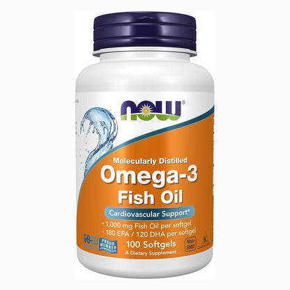 Now Omega 3 1000mg Fish Oil Softgels, Pack of 100's