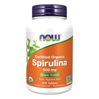 Now Organic Spirulina 500mg Antioxidant Tablets, Pack of 200's