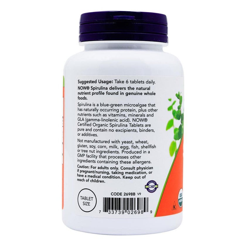 Now Organic Spirulina 500mg Antioxidant Tablets, Pack of 200's