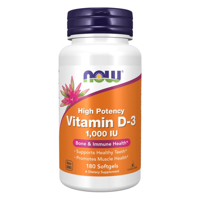 Now High Potency Vitamin D3 1000IU Softgels, Pack of 180’s