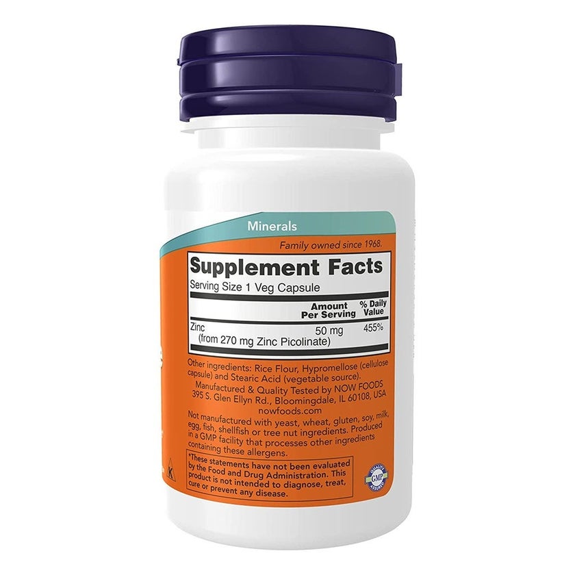 Now Zinc Picolinate 50mg Capsules, Pack of 60's
