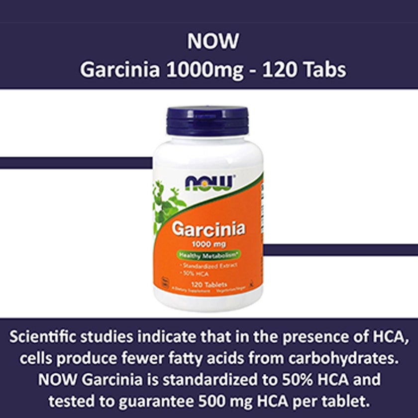 Now Garcinia 1000mg Vegetarian Tablets For Healthy Metabolism, Pack of 120's