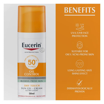 Eucerin Oil Control SPF 50+ Dry Touch Sunscreen Gel Cream 50ml