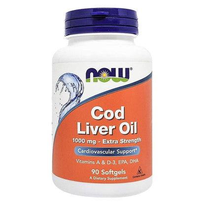 Now Extra Strength 1000mg Cod Liver Oil Softgels, Pack of 90's