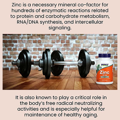 Now Zinc 50mg Tablets For Immune Support, Pack of 250's