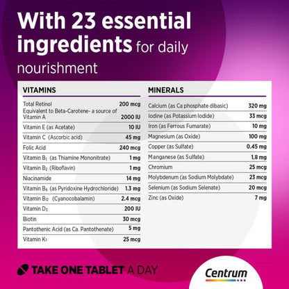 Centrum Women's Multivitamin Supplement Tablets, Pack of 100's