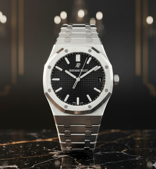 Audemars Inspired Royal Oak Replica – Elegant Black Dial Timepiece