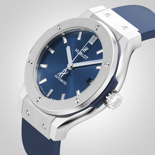 Men’s Luxury Hublot-Inspired Replica Watch with Box – Stainless Steel Case & Rubber Strap